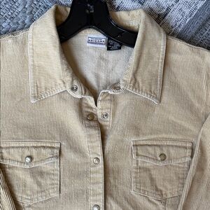 Arizona Jean Company Women's Soft Yellow Corduroy Button Down Shirt